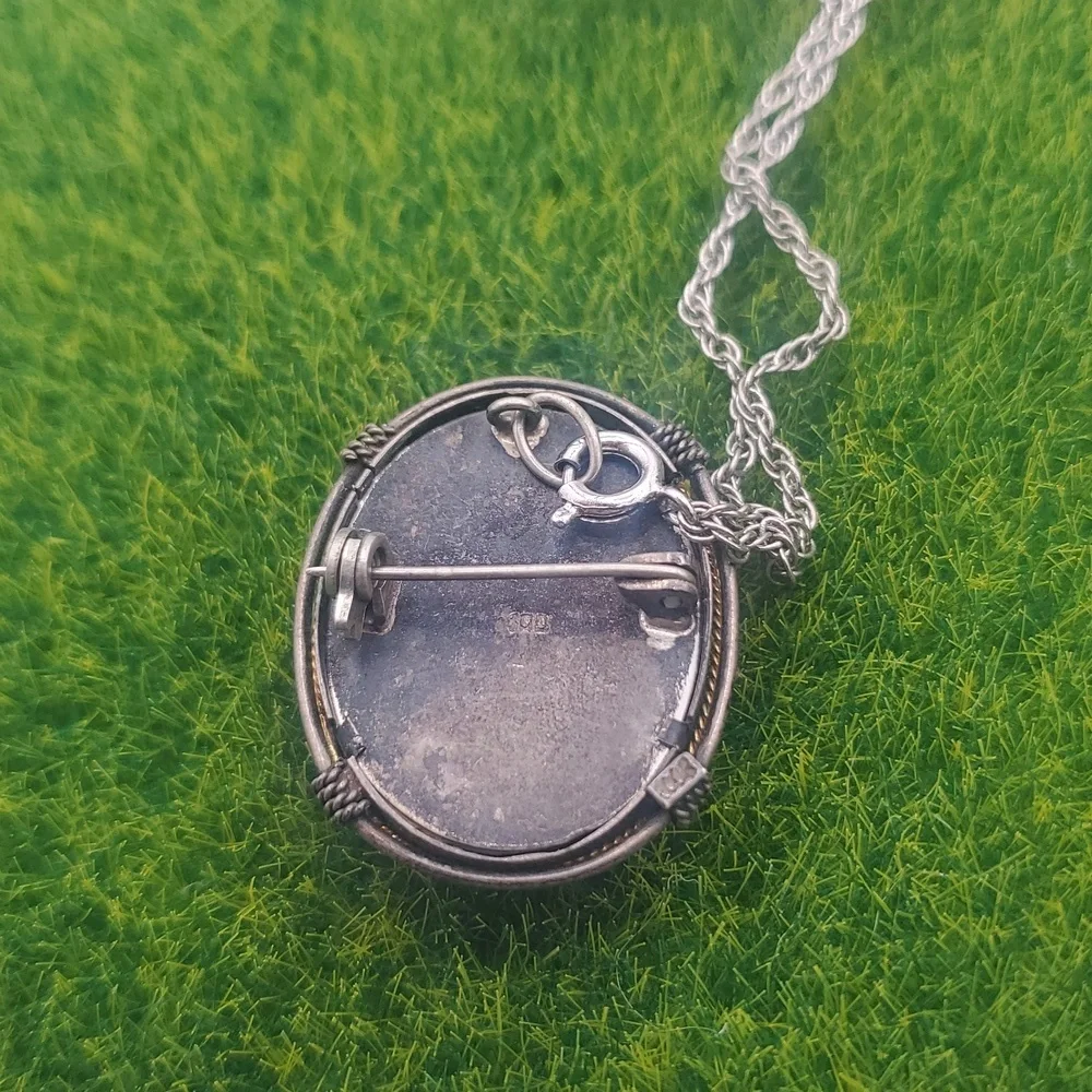 Sterling‎ Silver Pendant Necklace with Floral Design 26 Inches N3836